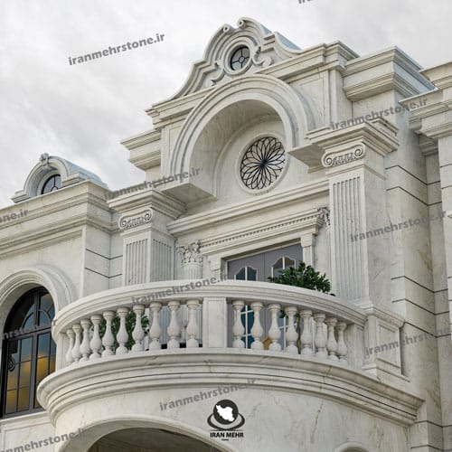 اجرای نمای رومی با سنگ تراورتن عباس آباد