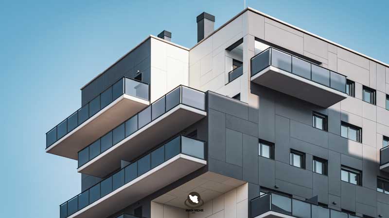 طراحی نمای مدرن با سنگ تراورتن عباس آباد