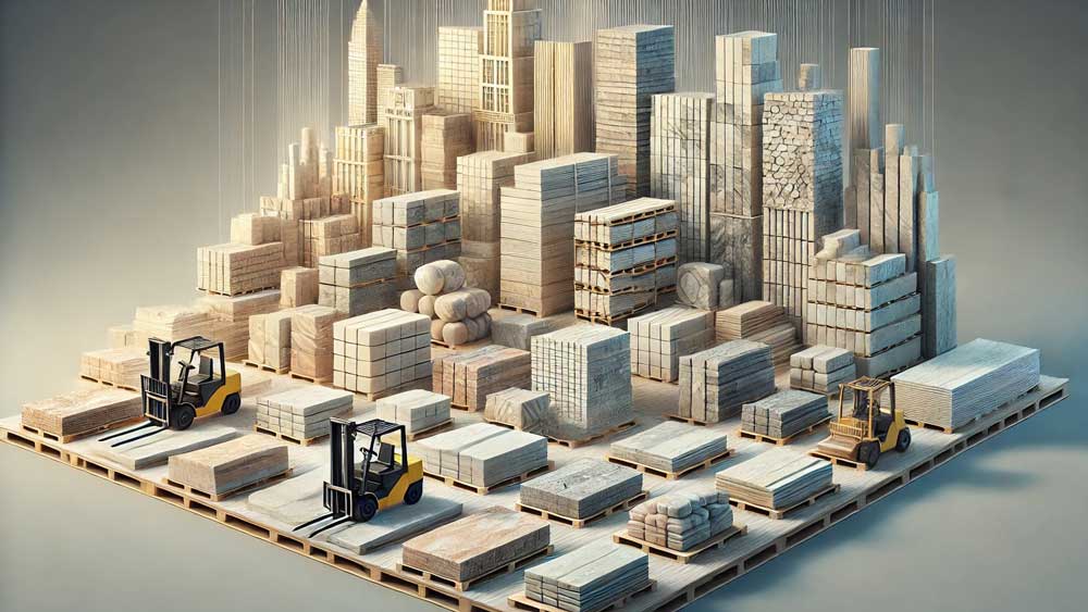 پالت گیری و بارگیری سنگ ساختمانی