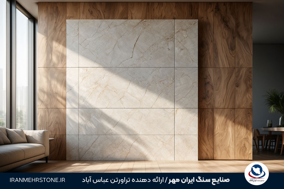 ترکیب تراورتن عباس آباد و چوب ترمووود