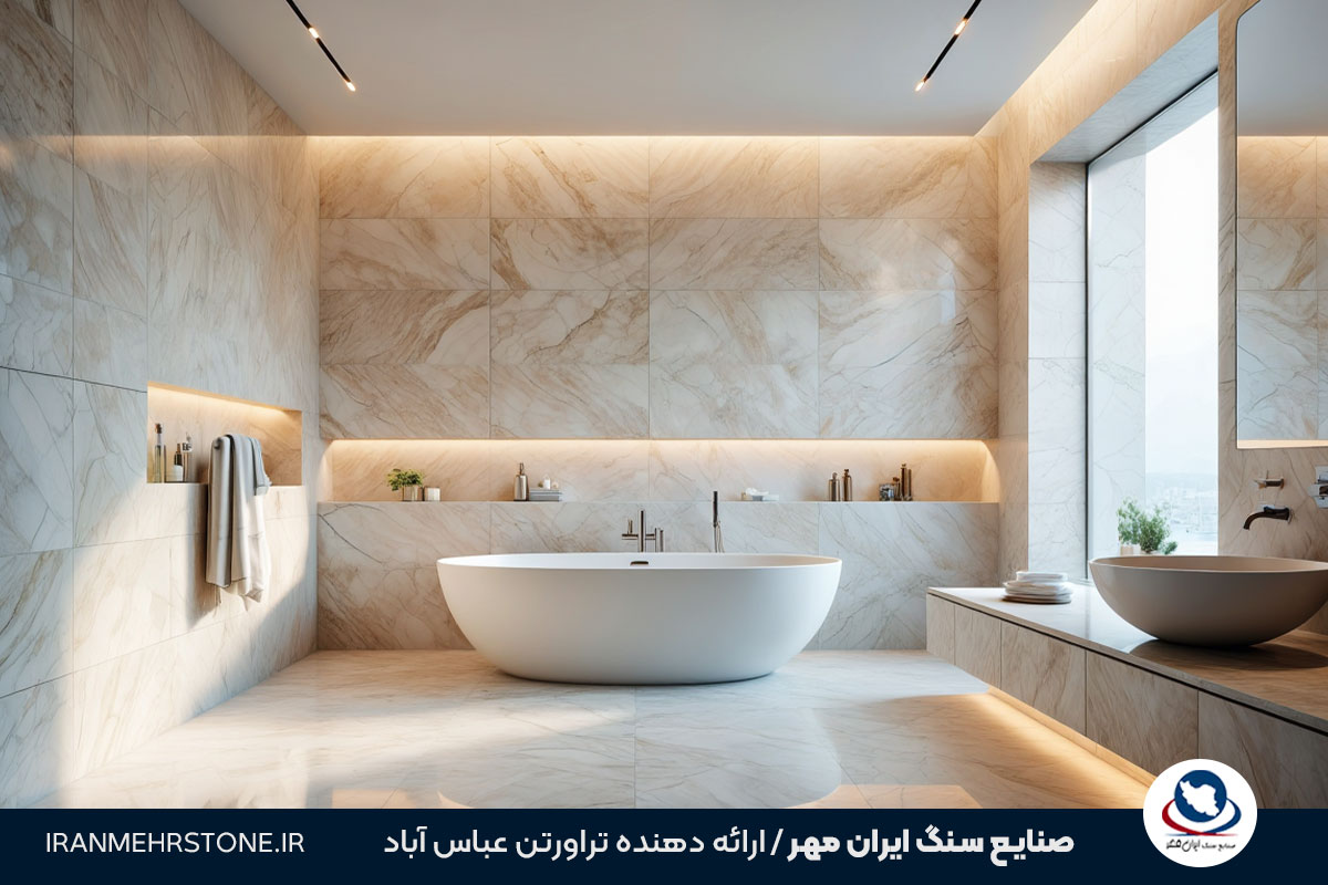 ترکیب سنگ تراورتن عباس آباد و چینی لایبید